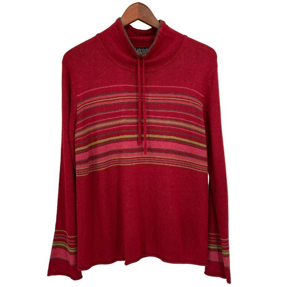 Norton McNaughton‎ View Silk Wool Blend Cowl Neck Sweater Small Red